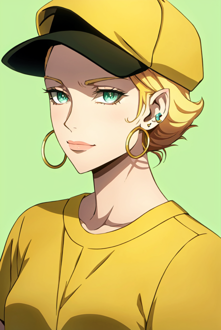 3978522895-4148169240-castlevania style, masterpiece, best quality, 1girl, aqua eyes, baseball cap, blonde hair, closed mouth, earrings, green backgro.png
